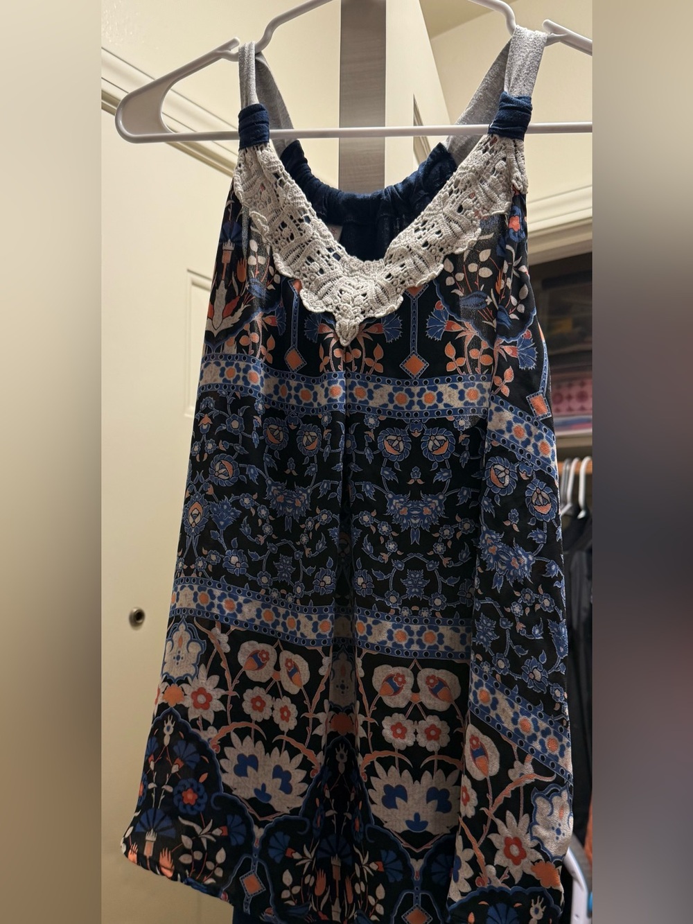 Xhilaration tank  with Blue and Peach Floral Pattern